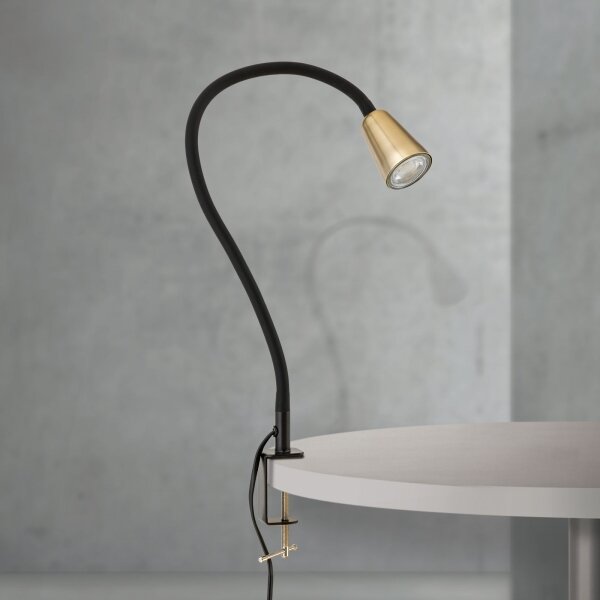 Orion - Flexibilní stolní lampa s klipem DOTTY 1xGU10/10W/230V mosaz/černá