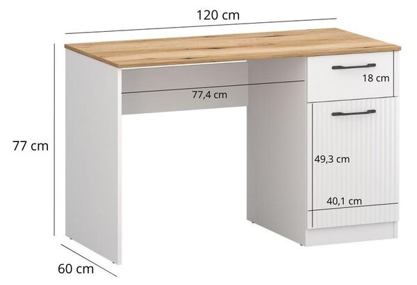 PC stolek Vejares (bílá + dub evoke). Akce -19%