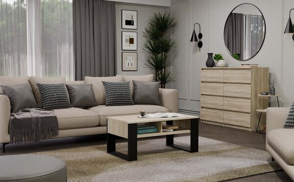 TP Living Konferenční stolek Lawa MODERN 2P dub sonoma/černý