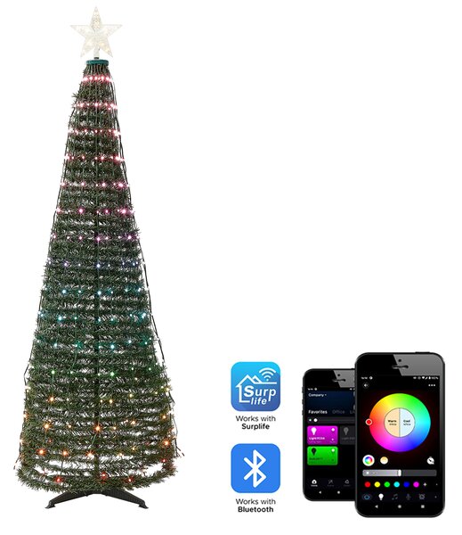 Podlahová vánoční dekorace Smart LED s aplikací SAARLOQ 160 cm Vánoční stromek Zelená
