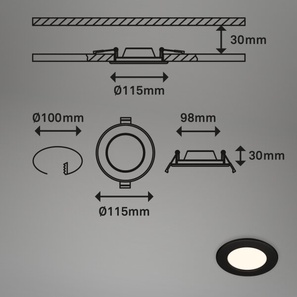 Briloner 7049015 - LED Koupelnové podhledové svítidlo LED/6W/230V IP44 černá