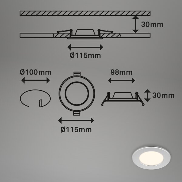 Briloner 7049014 - LED Koupelnové podhledové svítidlo 6W/230V IP44 matný chrom