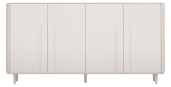 Komoda Amilio 200 cm čtyřdveřová na nožkách - kašmír / olejovaný dub / úchyty kašmír