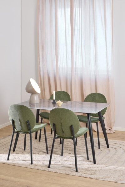 Actona Jídelní set Wicklow 140 cm šedý mramor/zelený