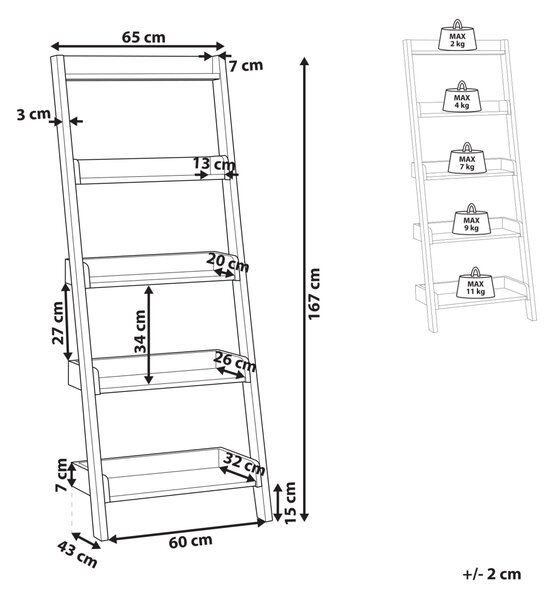 Regál s 5 policemi MOBILE TRIO 167 cm Tmavě hnědá