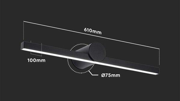 LED Solution Černé LED svítidlo nad zrcadlo 10W IP65 405841