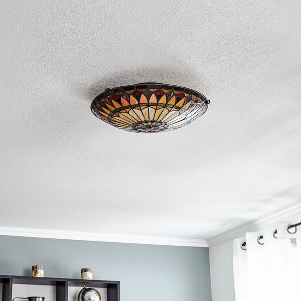 Stropní Lampa Elstead, West End, stmívatelné, Vícebarevná, Obývací pokoj, Kov, Tiffany