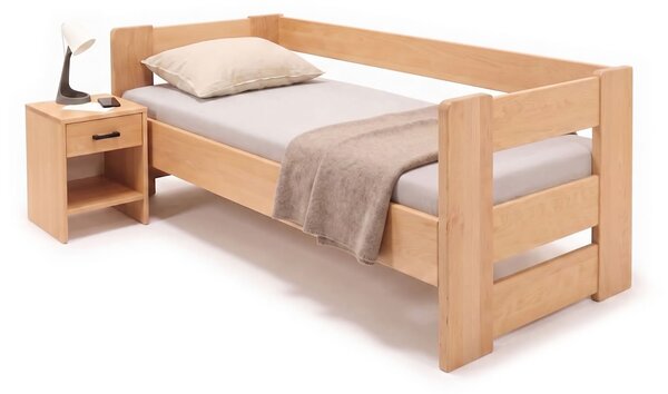 Zvýšená postel jednolůžko MIVA s čely, 90x200, masiv buk