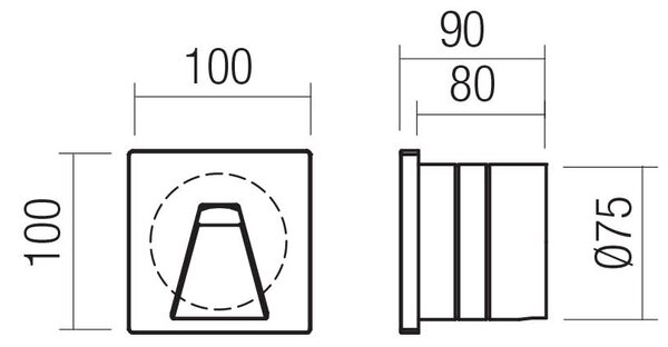Redo Venkovní LED svítidlo do stěny BAST trapese 2,5W, 10x10 cm, IP65 Barva: Antracit, Barva světla: 3000K