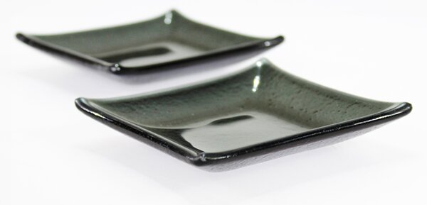 BDK-GLASS Skleněná rautová miska na máslo 9,5x9,5cm - tmavě šedá
