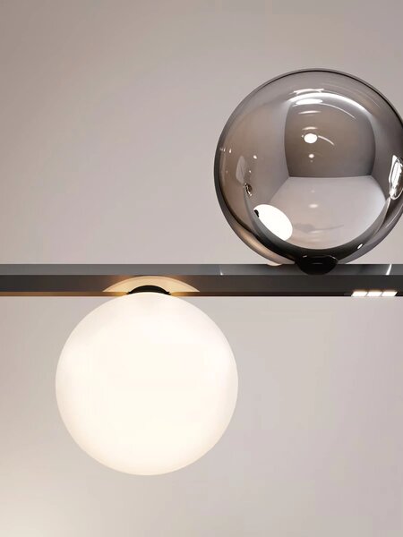 Závěsné lineární LED svítidlo RANDOM STICK, Long, d.150cm Teplota světla: 3000, Barva stínidla: Transparentní, Barva baldachýnu: Černá