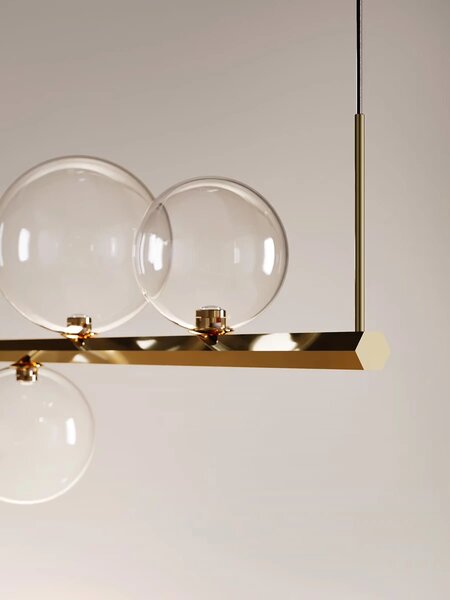 Závěsné lineární LED svítidlo RANDOM STICK, Long, d.150cm Teplota světla: 3000, Barva stínidla: Transparentní, Barva baldachýnu: Černá