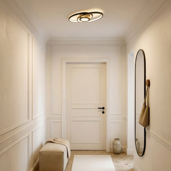 Stropní Lampa Lindby, Thalina, stmívatelné, Černá, Obývací pokoj, Kov, Moderní