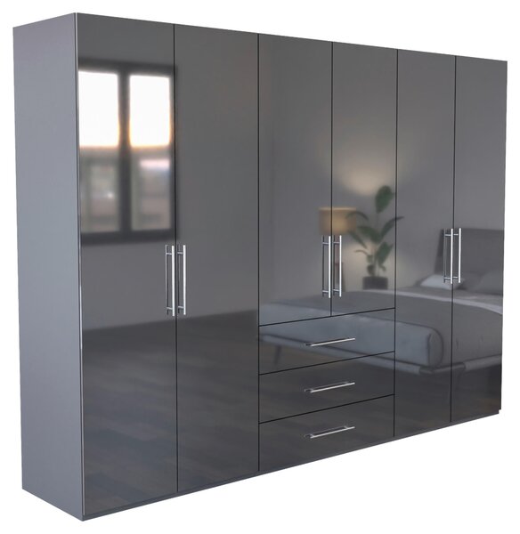 ŠATNÍ SKŘÍŇ, antracitová, vysoce lesklá antracitová, 294/219/59 cm Carryhome - Šatní skříně, Online Only