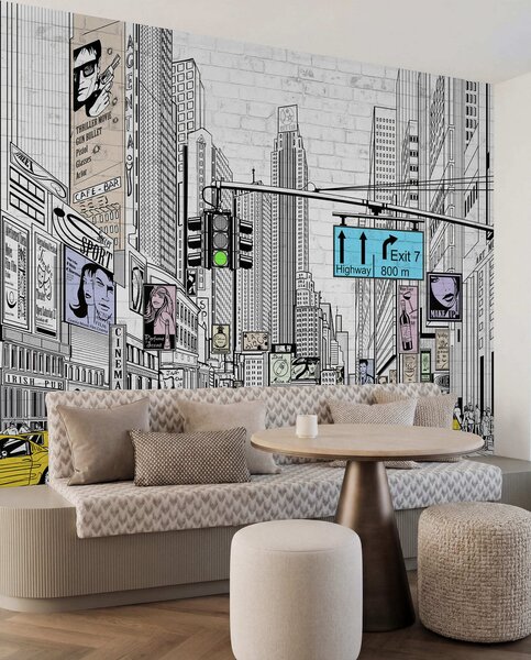 Fototapety Megapolis v komiksovém stylu, Fototapety teen room, Fototapety pro dospívajícího chlapce, u21095 : uwalls.cz