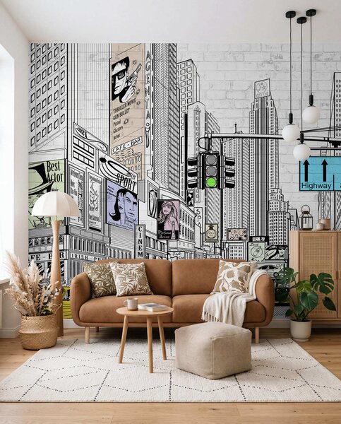 Fototapety Megapolis v komiksovém stylu, Fototapety teen room, Fototapety pro dospívajícího chlapce, u21095 : uwalls.cz