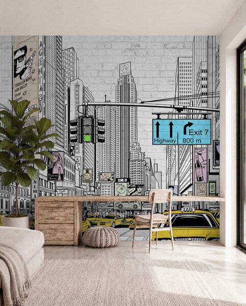 Fototapety Megapolis v komiksovém stylu, Fototapety teen room, Fototapety pro dospívajícího chlapce, u21095 : uwalls.cz