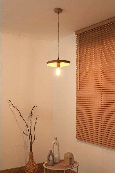 Duolla - Lustr na lanku IRONLINE 1xE27/15W/230V pr. 30 cm béžová/měděná