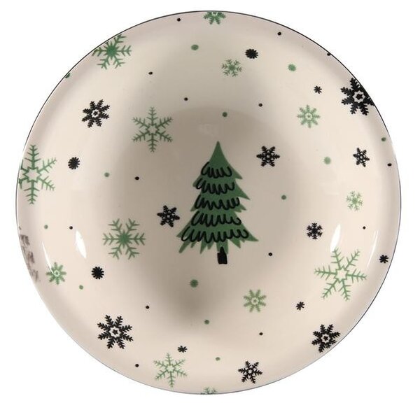 Vánoční keramický hluboký talíř 21cm stromeček
