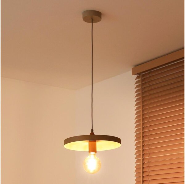 Duolla - Lustr na lanku IRONLINE 1xE27/15W/230V pr. 30 cm béžová/měděná