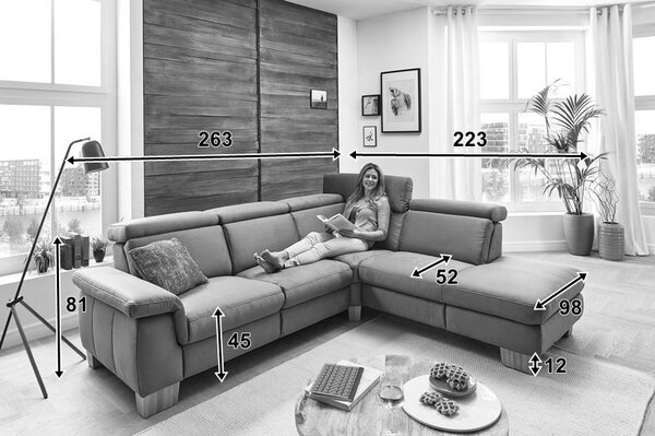Rohová sedací souprava LAVA XC 4 s funkcí relaxu Pravý roh