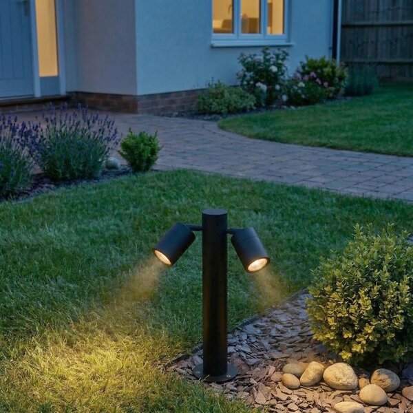 Stojací venkovní lampa černá 45 cm IP44 nastavitelná 2-světlo - Duo