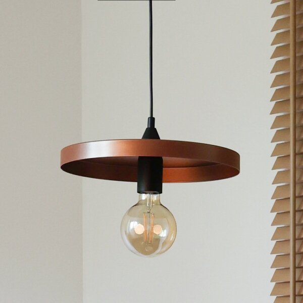 Duolla - Lustr na lanku IRONLINE 1xE27/15W/230V pr. 30 cm měděná/černá