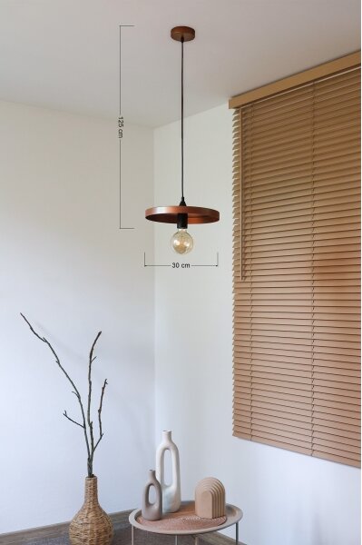 Duolla - Lustr na lanku IRONLINE 1xE27/15W/230V pr. 30 cm měděná/černá