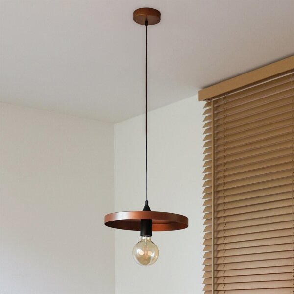 Duolla - Lustr na lanku IRONLINE 1xE27/15W/230V pr. 30 cm měděná/černá