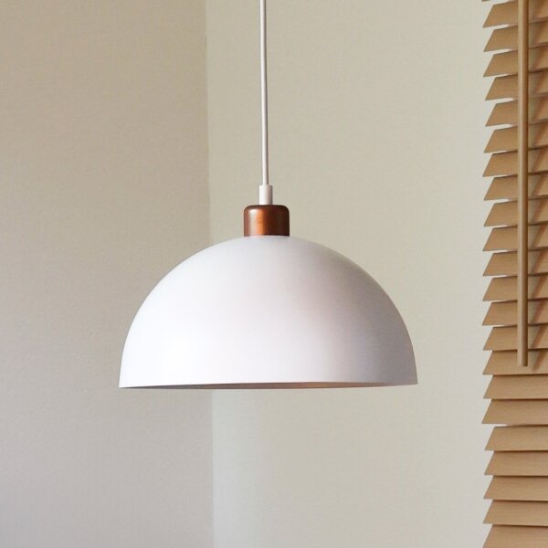 Duolla - Lustr na lanku IRONLINE 1xE27/15W/230V pr. 27 cm bílá/měděná