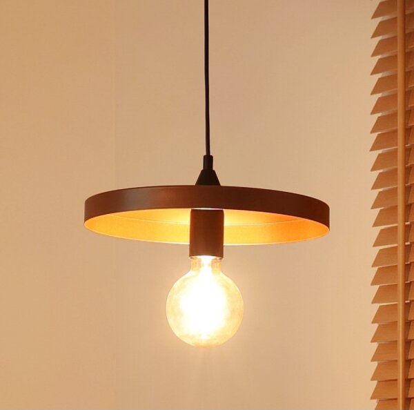 Duolla - Lustr na lanku IRONLINE 1xE27/15W/230V pr. 30 cm měděná/černá