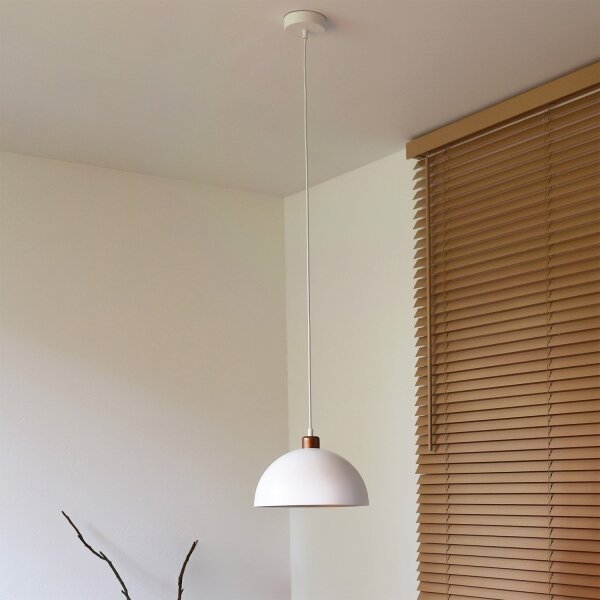 Duolla - Lustr na lanku IRONLINE 1xE27/15W/230V pr. 27 cm bílá/měděná