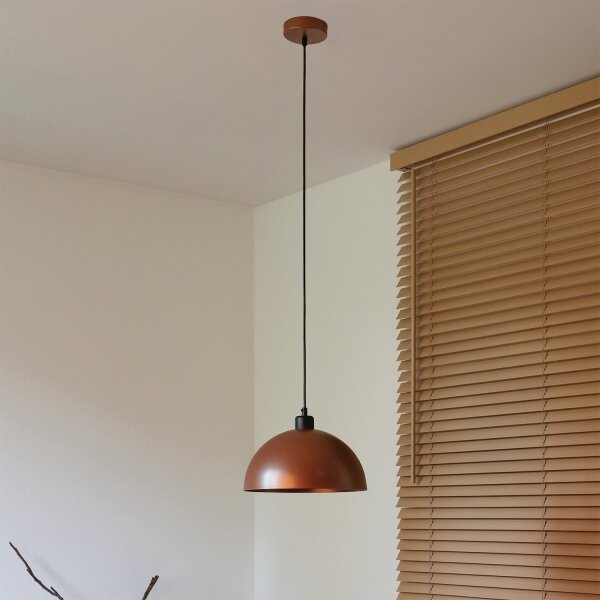 Duolla - Lustr na lanku IRONLINE 1xE27/15W/230V pr. 27 cm měděná/černá