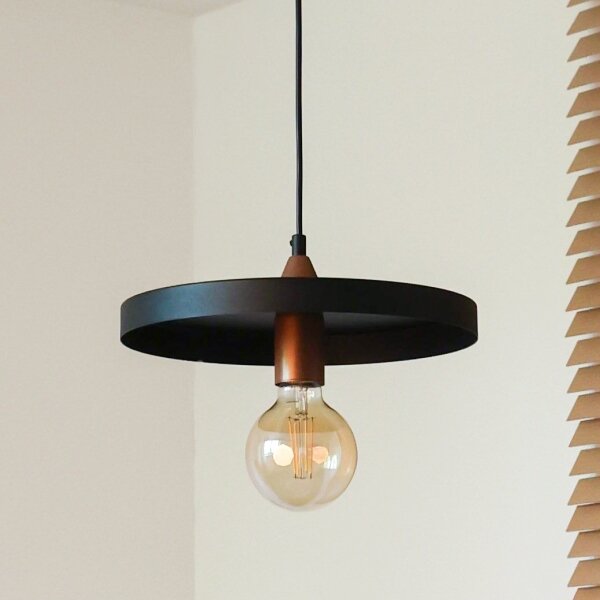 Duolla - Lustr na lanku IRONLINE 1xE27/15W/230V pr. 30 cm černá/měděná