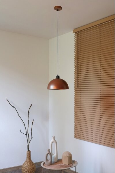 Duolla - Lustr na lanku IRONLINE 1xE27/15W/230V pr. 27 cm měděná/černá
