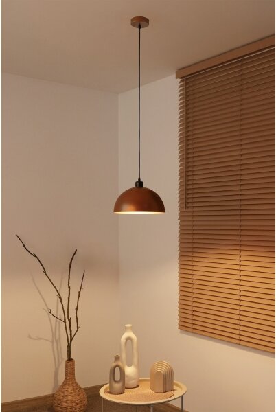 Duolla - Lustr na lanku IRONLINE 1xE27/15W/230V pr. 27 cm měděná/černá