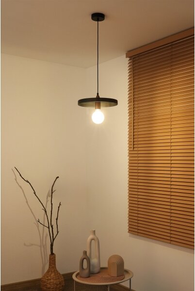 Duolla - Lustr na lanku IRONLINE 1xE27/15W/230V pr. 30 cm černá/měděná