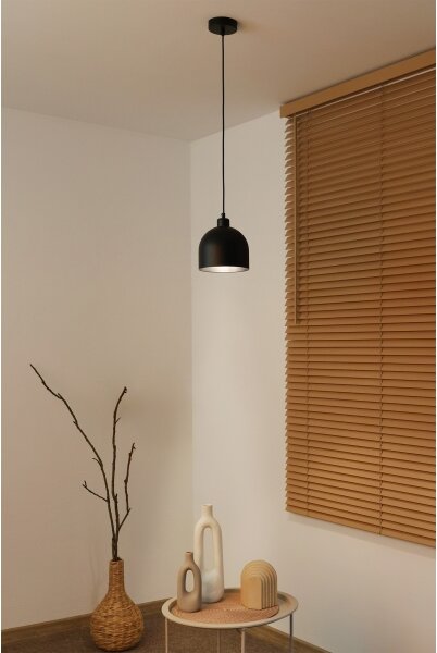 Duolla - Lustr na lanku IRONLINE 1xE27/15W/230V pr. 17 cm černá