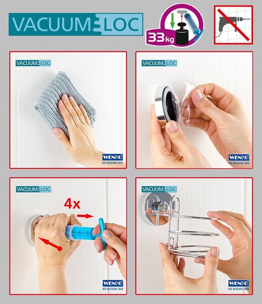 Rohová police na koupelnu BARI, Vacuum-Loc - chromová ocel, WENKO