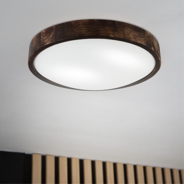 Stropní svítidlo OAK SMOKY SLIM 2xE27/15W/230V pr. 37 cm dub/tmavě hnědá