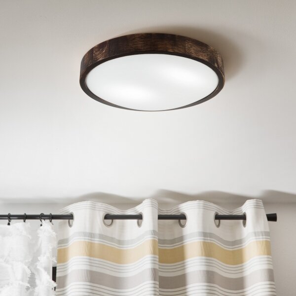 Stropní svítidlo OAK SMOKY SLIM 2xE27/15W/230V pr. 37 cm dub/tmavě hnědá