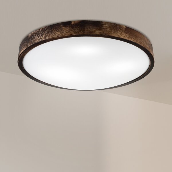 Stropní svítidlo OAK SMOKY SLIM 3xE27/15W/230V pr. 47 cm dub/tmavě hnědá