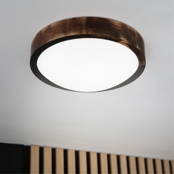 LED Stropní svítidlo OAK SMOKY SLIM LED/20W/230V 4000K pr. 27 cm dub/tmavě hnědá