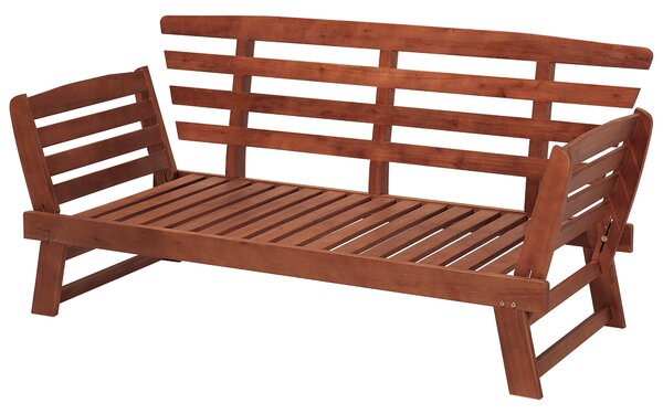 Zahradní lavička s polštářem PORTICI 210 cm Eukalyptové dřevo Tmavě hnědá/Taupe