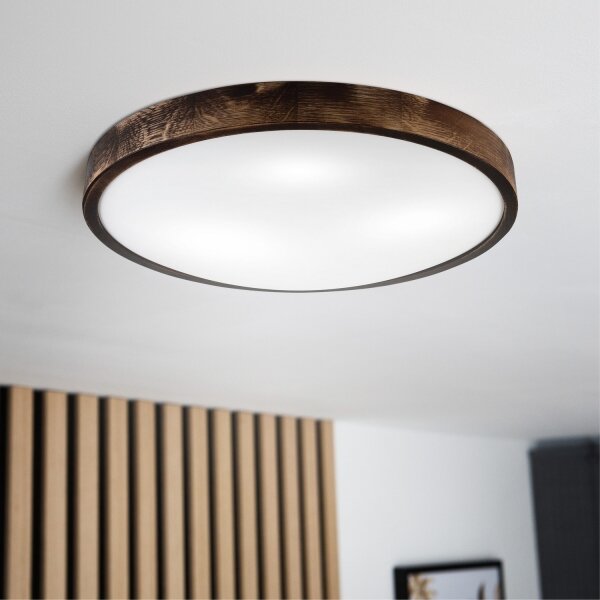 Stropní svítidlo OAK SMOKY SLIM 3xE27/15W/230V pr. 47 cm dub/tmavě hnědá