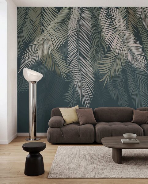 Fototapety Palmové listy na tmavě zeleném pozadí, Fototapety les, Fototapety tropické, u48556v2 : uwalls.cz