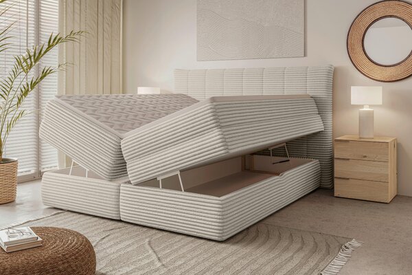 POSTEL BOXSPRING, 180/200 cm, béžová Esposa - Postele s úložným prostorem