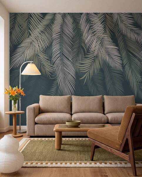 Fototapety Palmové listy na tmavě zeleném pozadí, Fototapety les, Fototapety tropické, u48556v2 : uwalls.cz