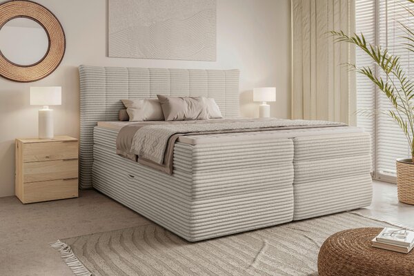 POSTEL BOXSPRING, 180/200 cm, béžová Esposa - Postele s úložným prostorem