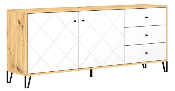 Komoda SULA 183x75x40 cm dub artisan/bílá